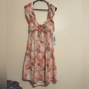 Orange Cream Tiered Ruffle Midi Dress